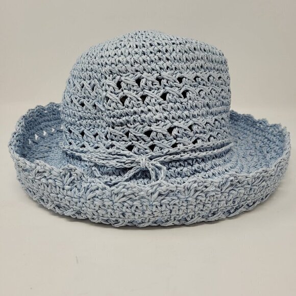 Talbots Packable Crochet Raffia Summer Hat - Picture 1 of 6